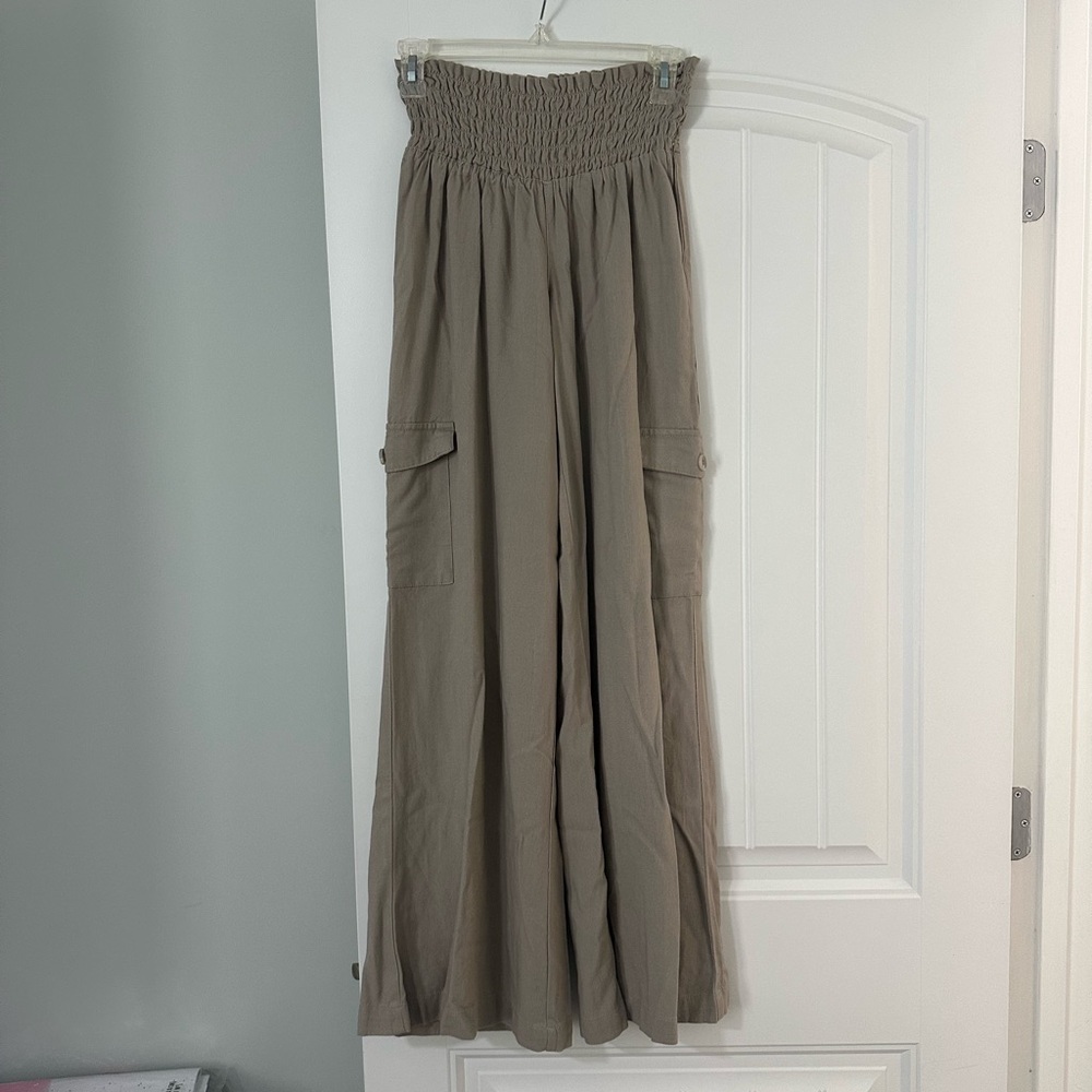 Women's Khaki Flowy Pants